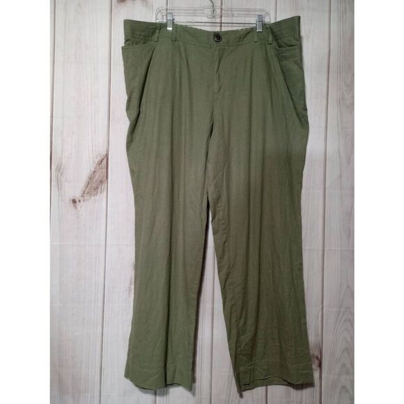 Merona Pants Ladies 24W Green Linen Blend‎ - Picture 1 of 6